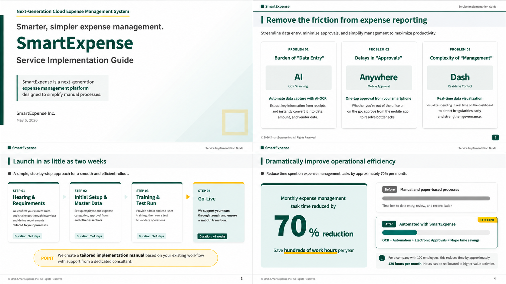 Sales deck sample generated in Fast mode (SmartExpense expense reimbursement app)