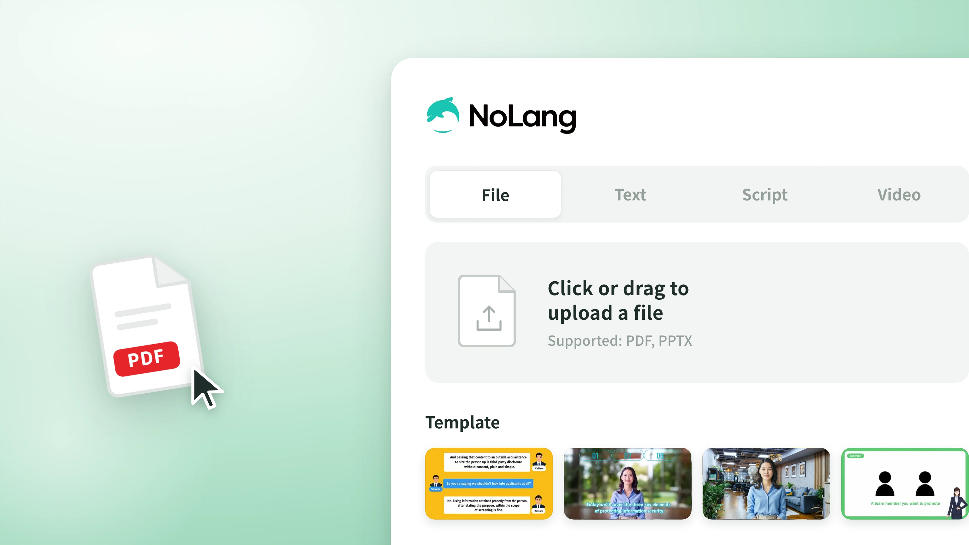 Uploading a PDF or PowerPoint file to NoLang