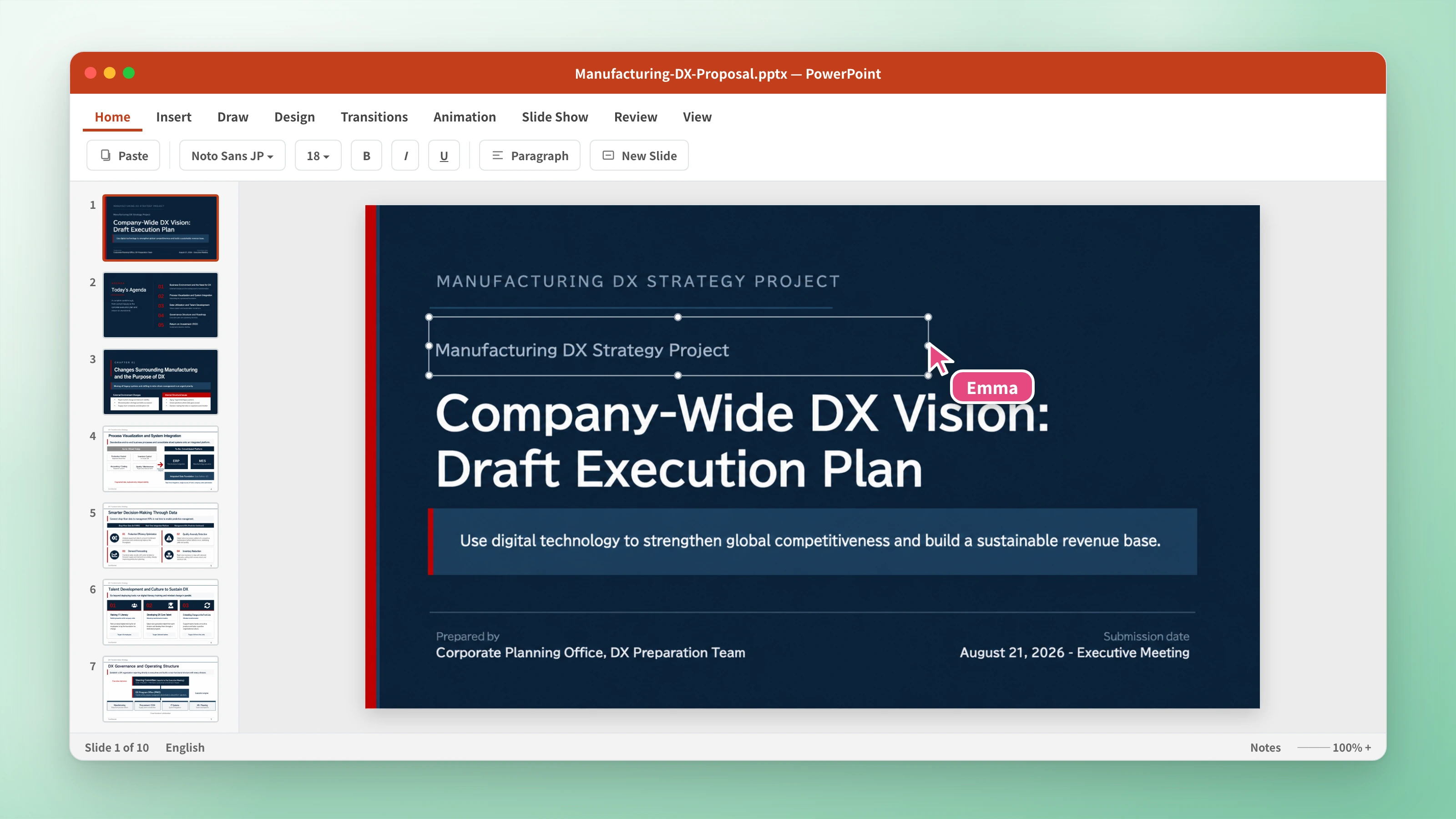 Exported PPTX file open in PowerPoint