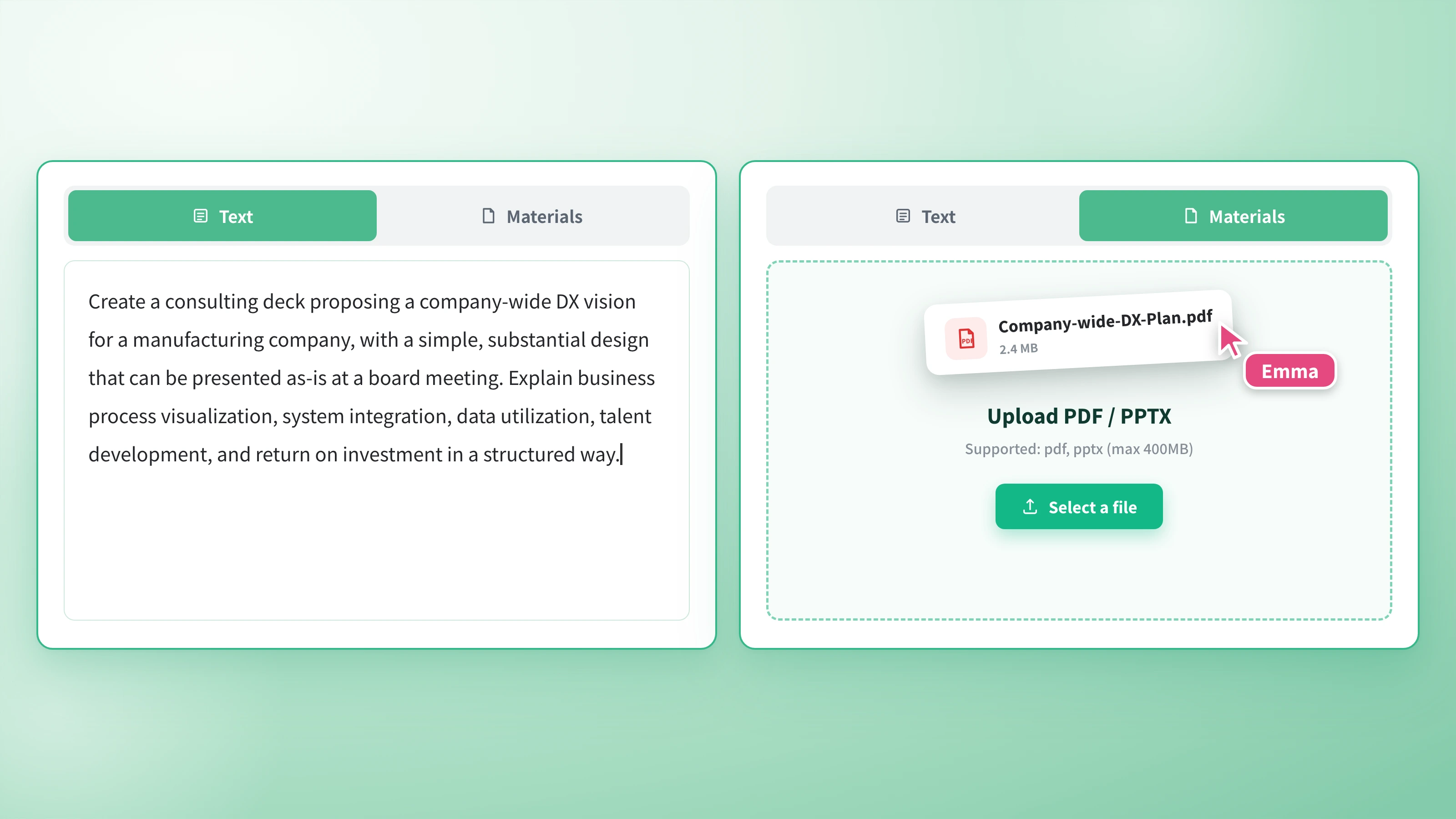 Input field and tabs