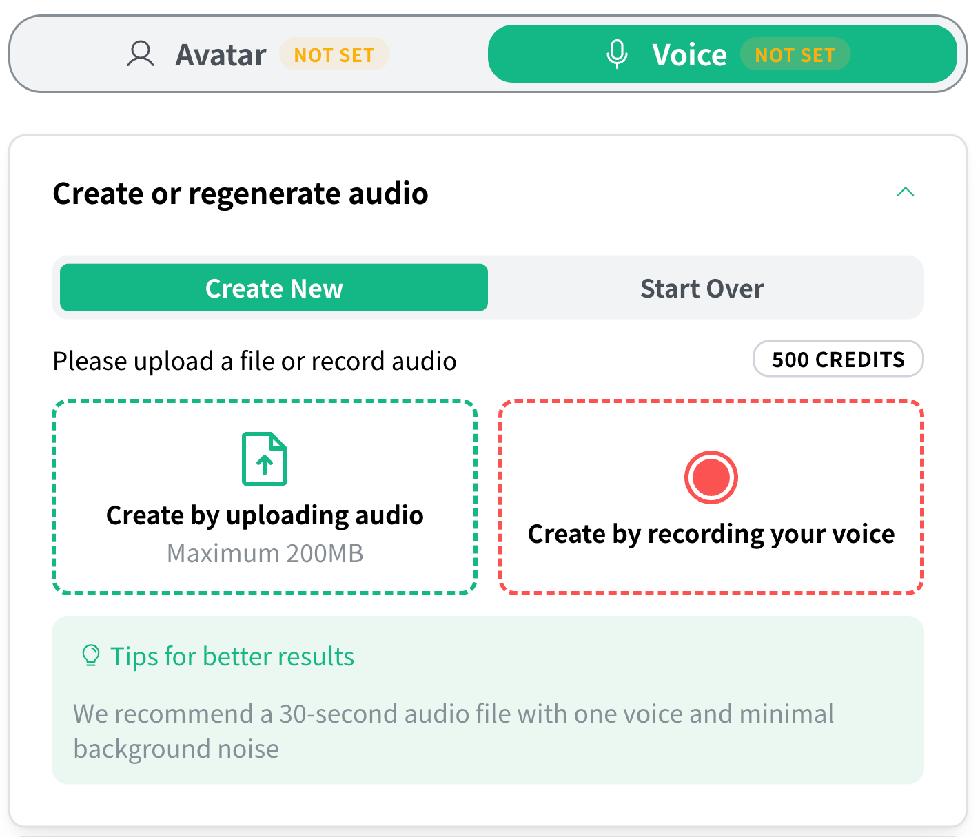 Upload an audio file
