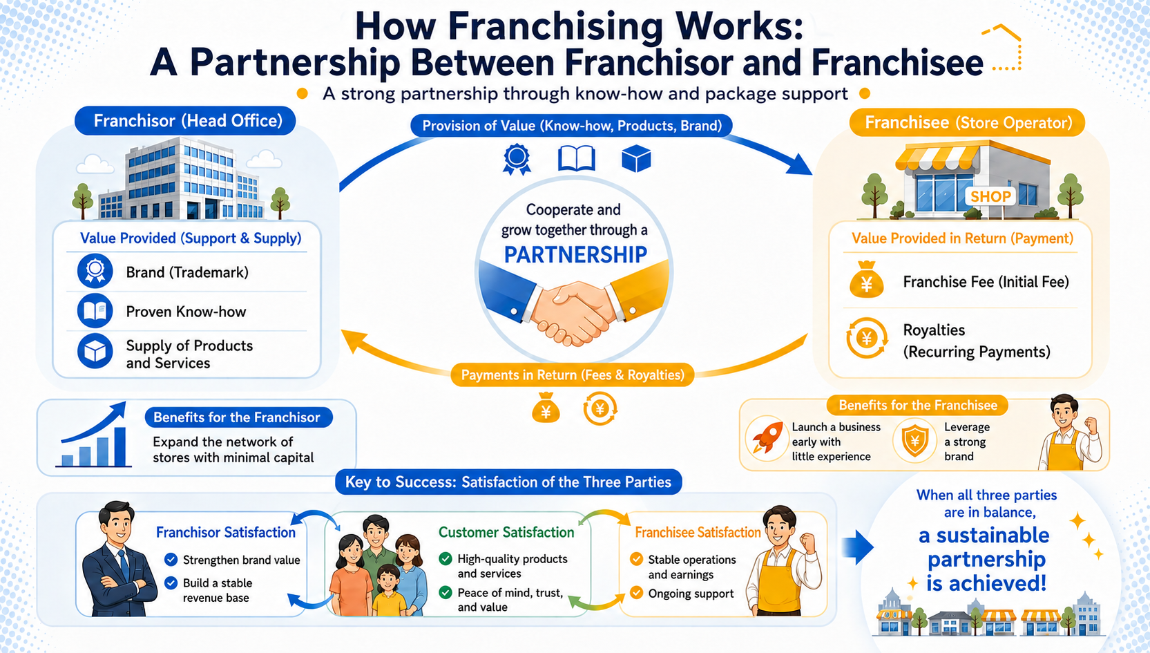 Example: slides explaining how franchising works