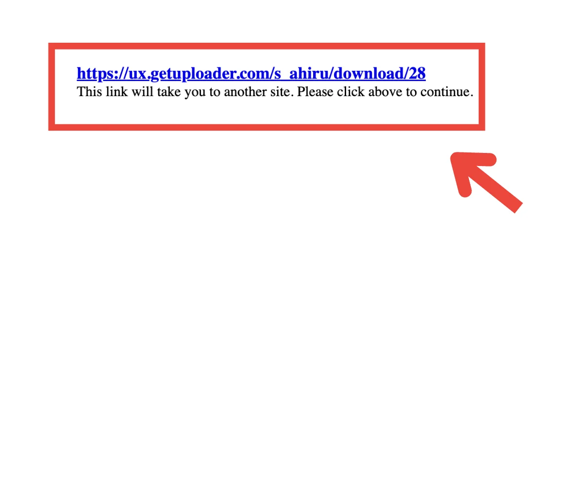Location of the URL shown on the white screen