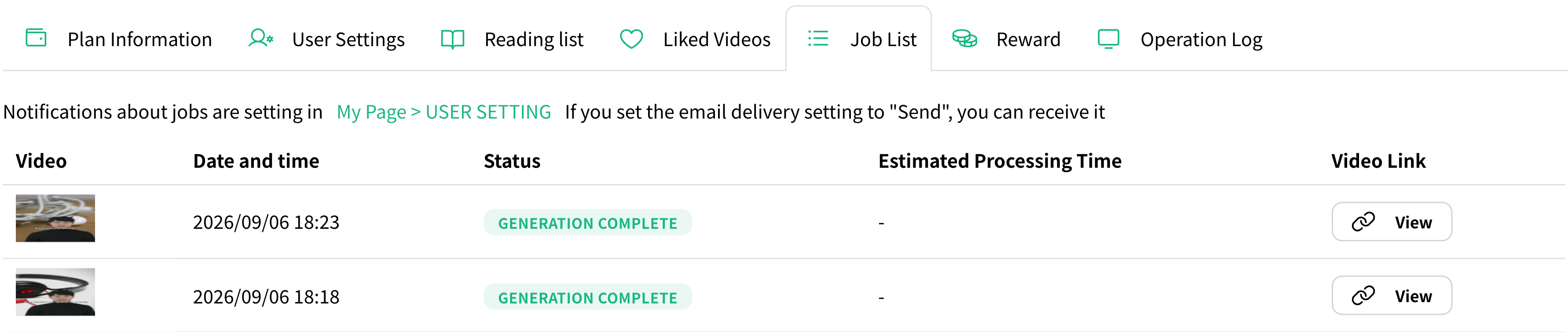 Check progress in the job list