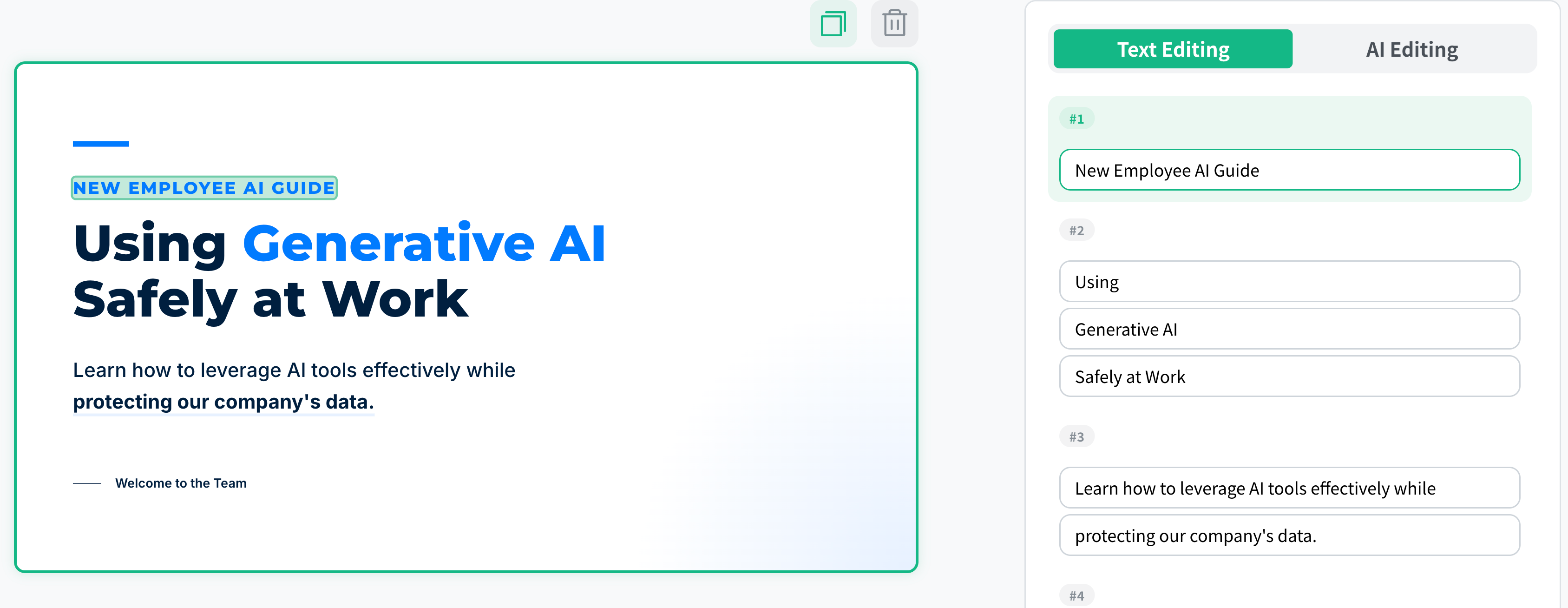 Edit the text field on the right