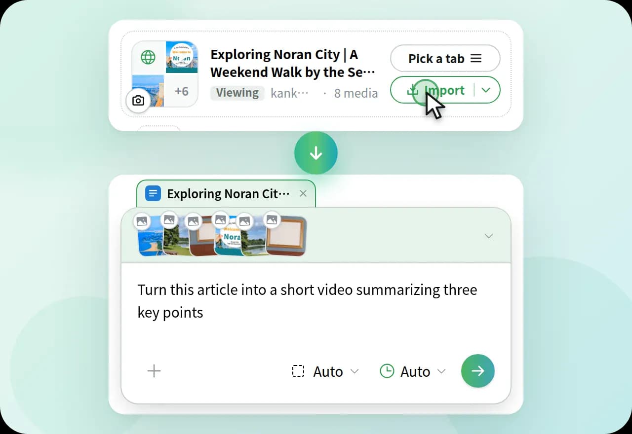 Click “Import” to add the page text and 6 images to the input field